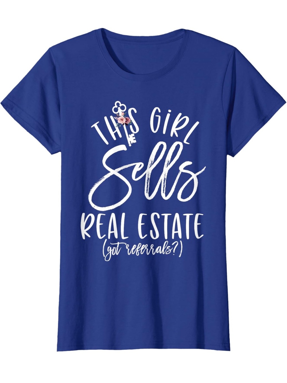 “This Girl Sells Real Estate" Floral House Key - Graphic Tee